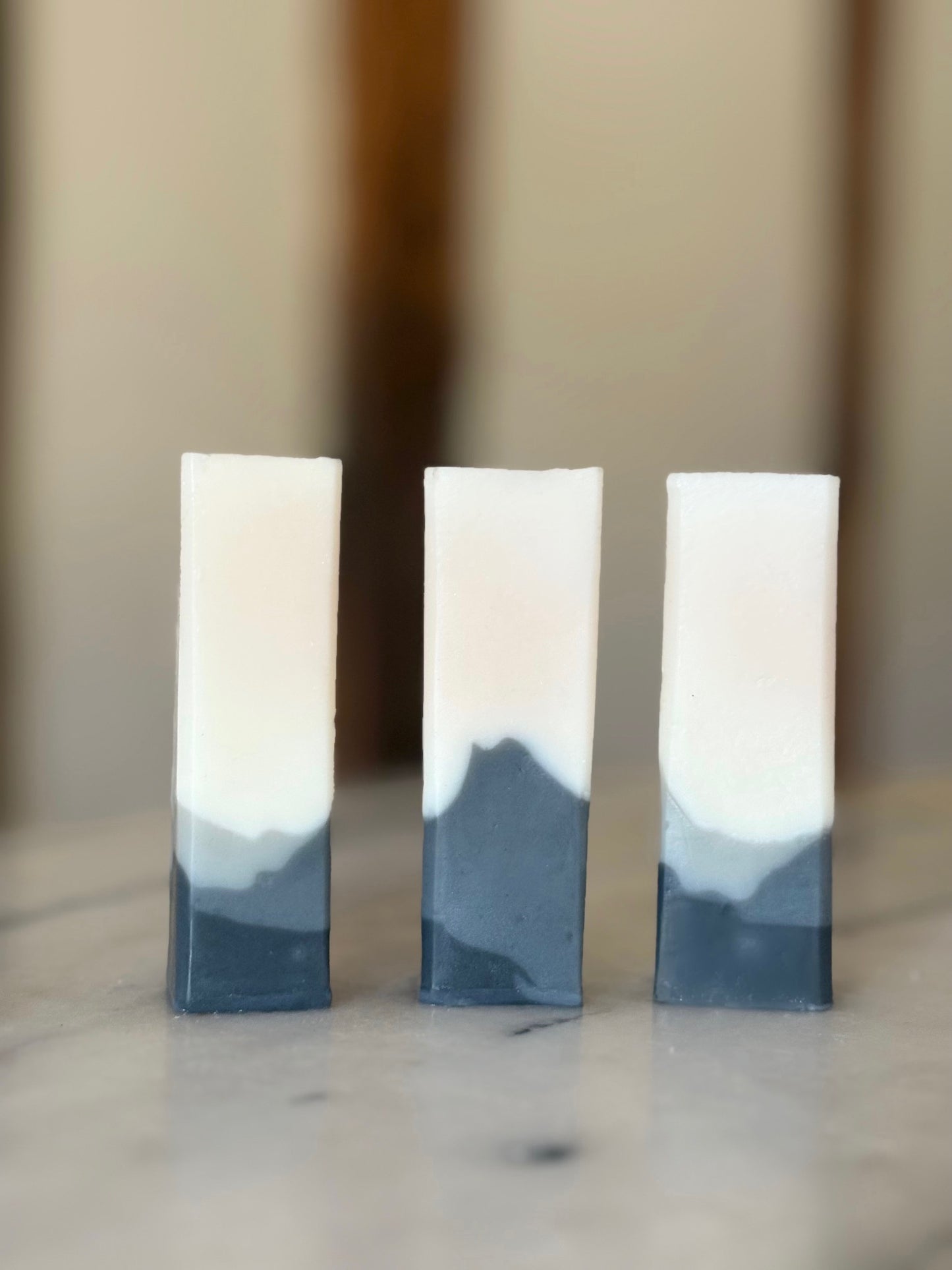 3 Mini Valley travel-sized handmade soaps — mini natural soap bar perfect for sensitive skin with mountain design.