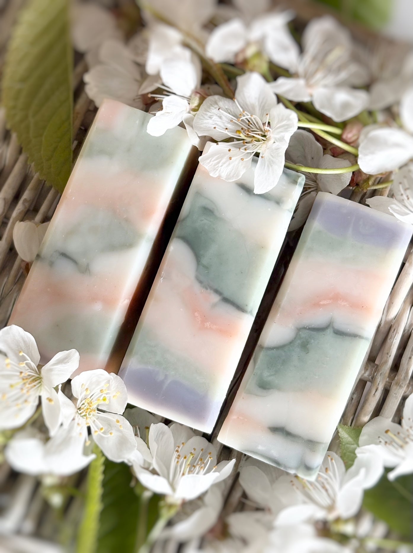 3 Mini Blossom handmade soaps — luxury floral-inspired travel soap bar.