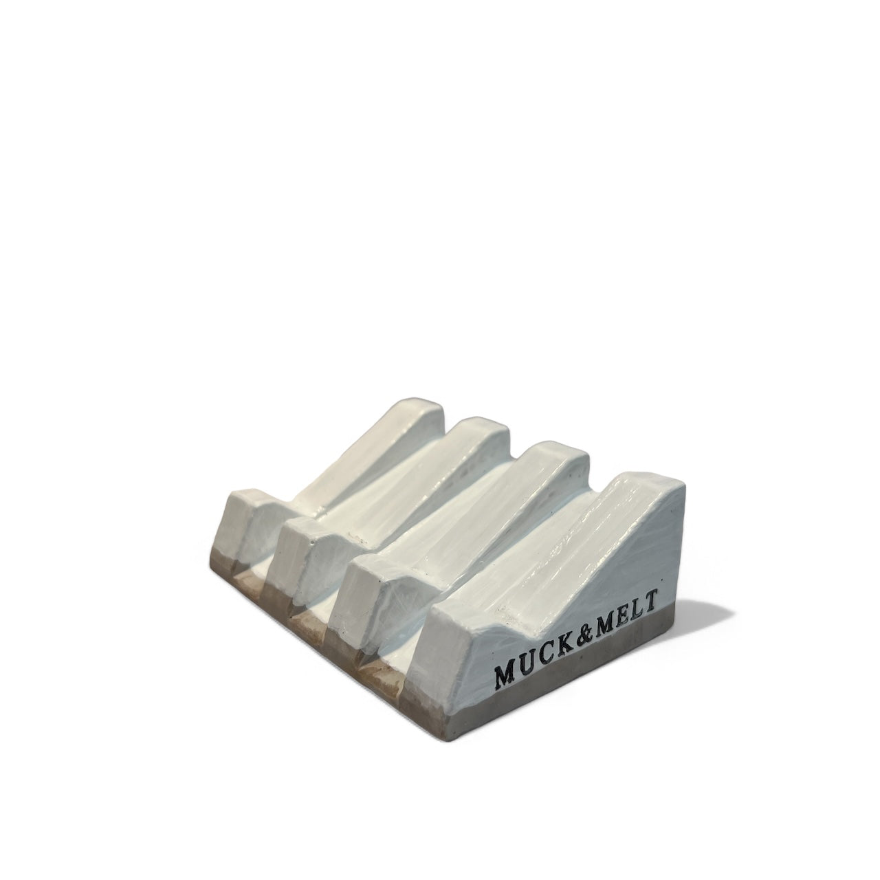 single image of Organic-shaped soap dish with natural clay texture and rustic feel