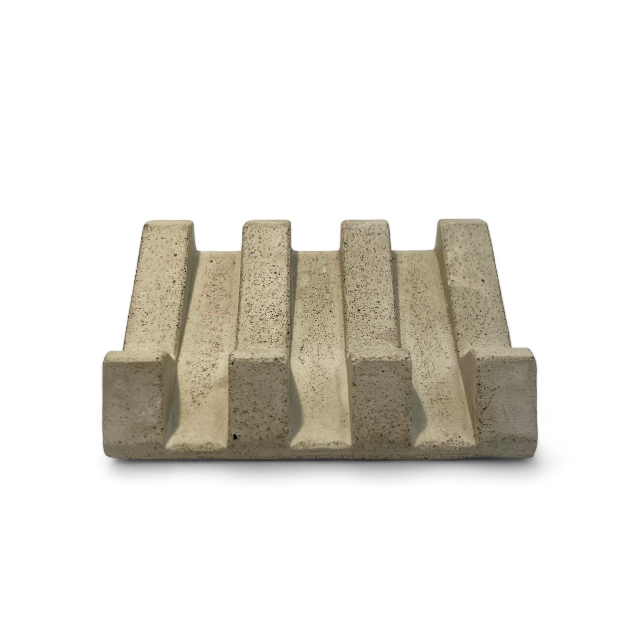 close up Handmade soap dish with sandy textures and natural stone-inspired finish