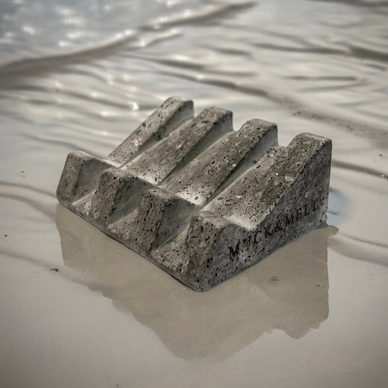 Handcrafted soap dish inspired by rugged rocks on the beach