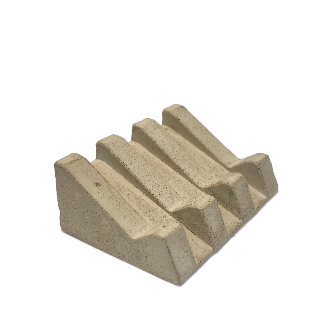 Handmade soap dish with sandy textures and natural stone-inspired finish