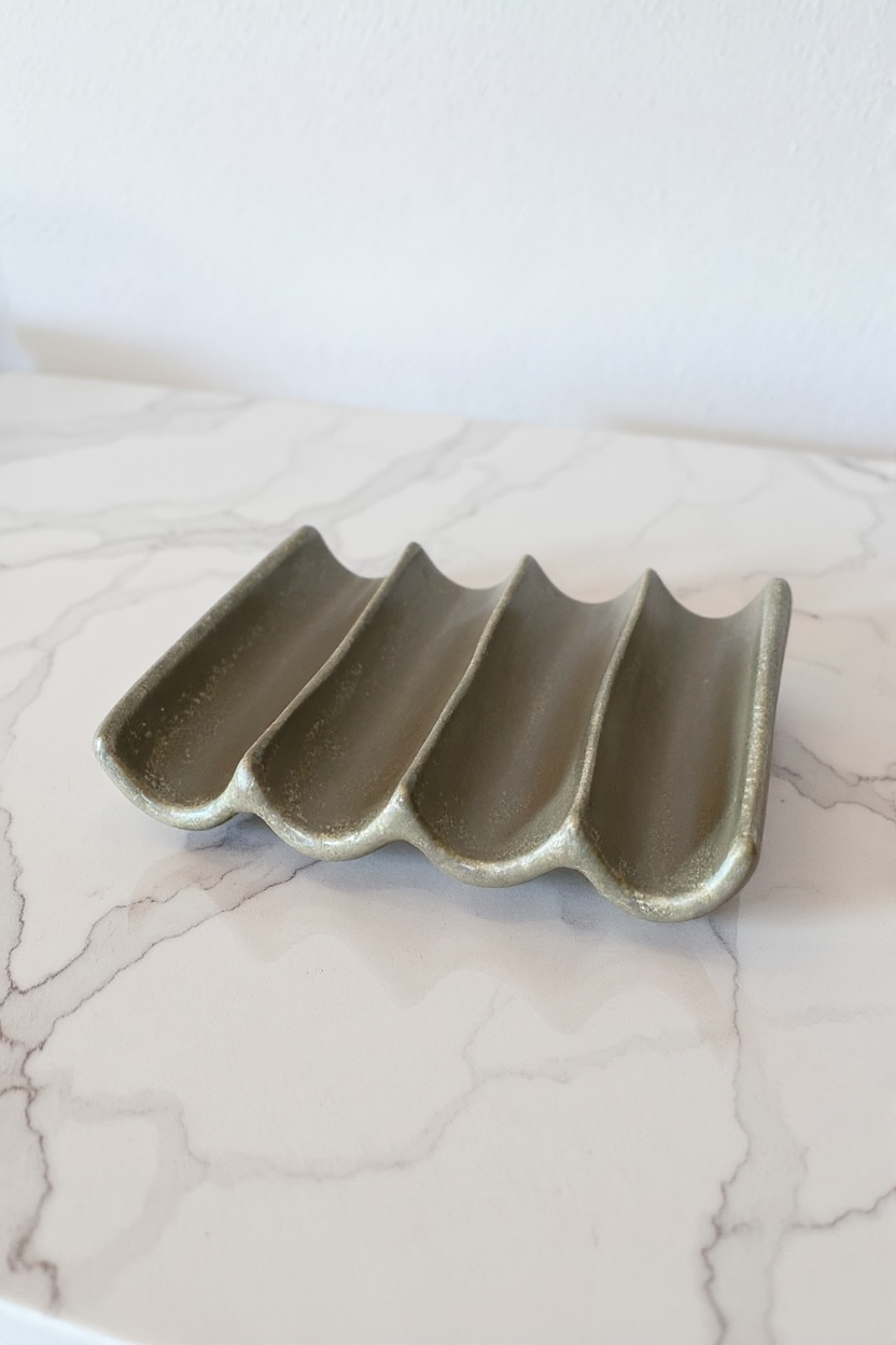 Olive Green Ceramic Soap Dish- For Natural, Handcrafted Soap Bars
