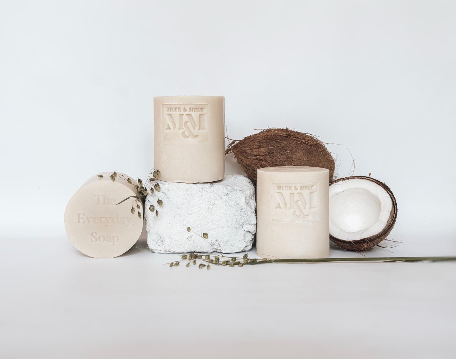 Minimalist handmade soaps with clean ingredients – oat and coconut soap for daily skincare