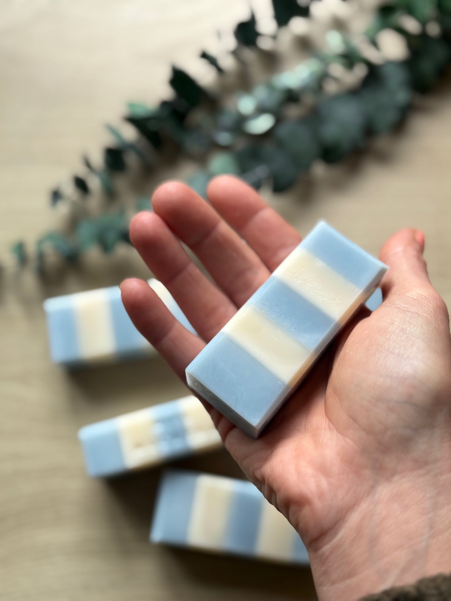 Mini Baby Blue Stripes Soap | Muck and Melt Mini Muckers