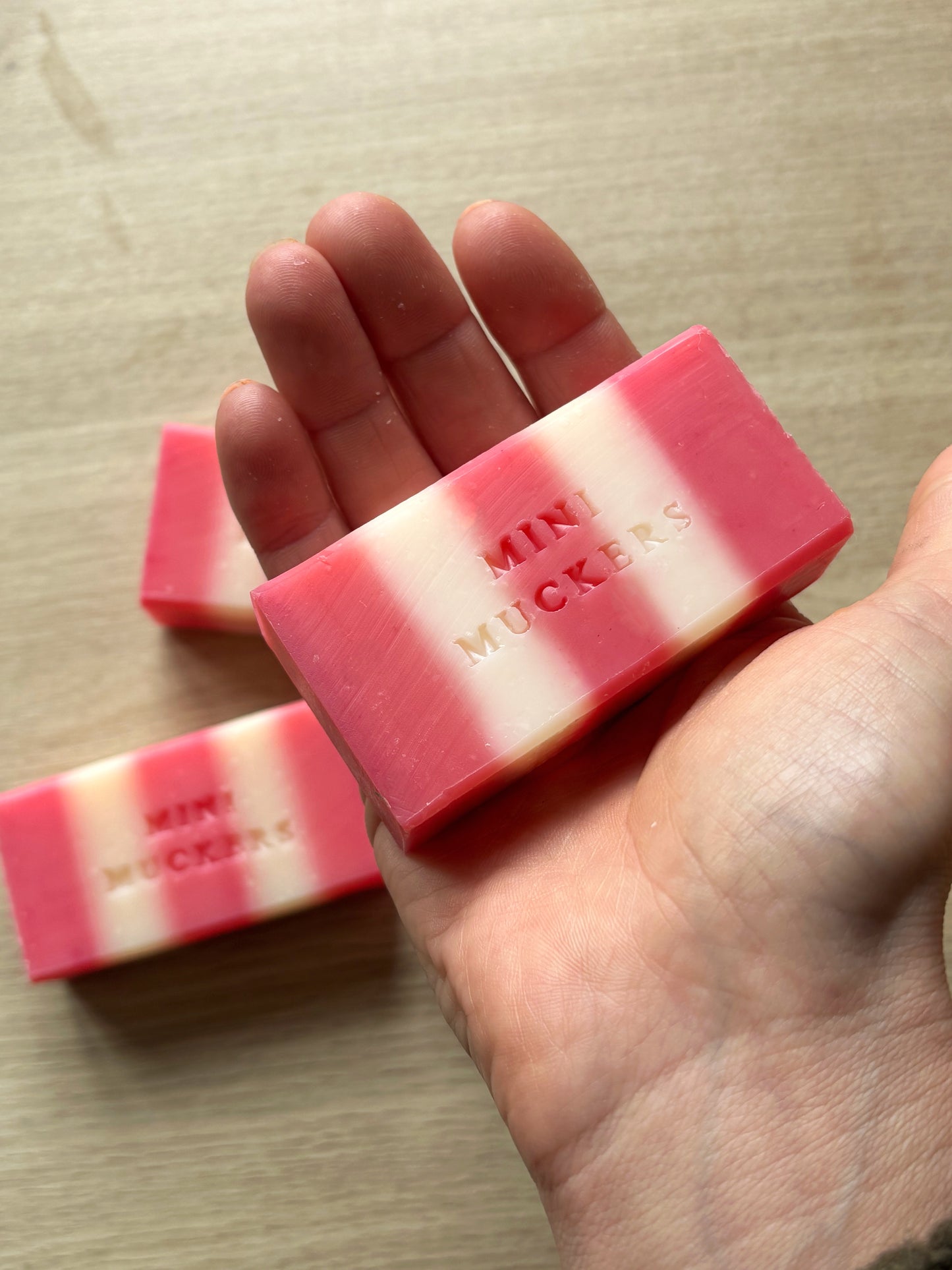 Mini Pink Striped Soap – Handmade Natural Soap Gift | Mini Muckers by Muck and Melt