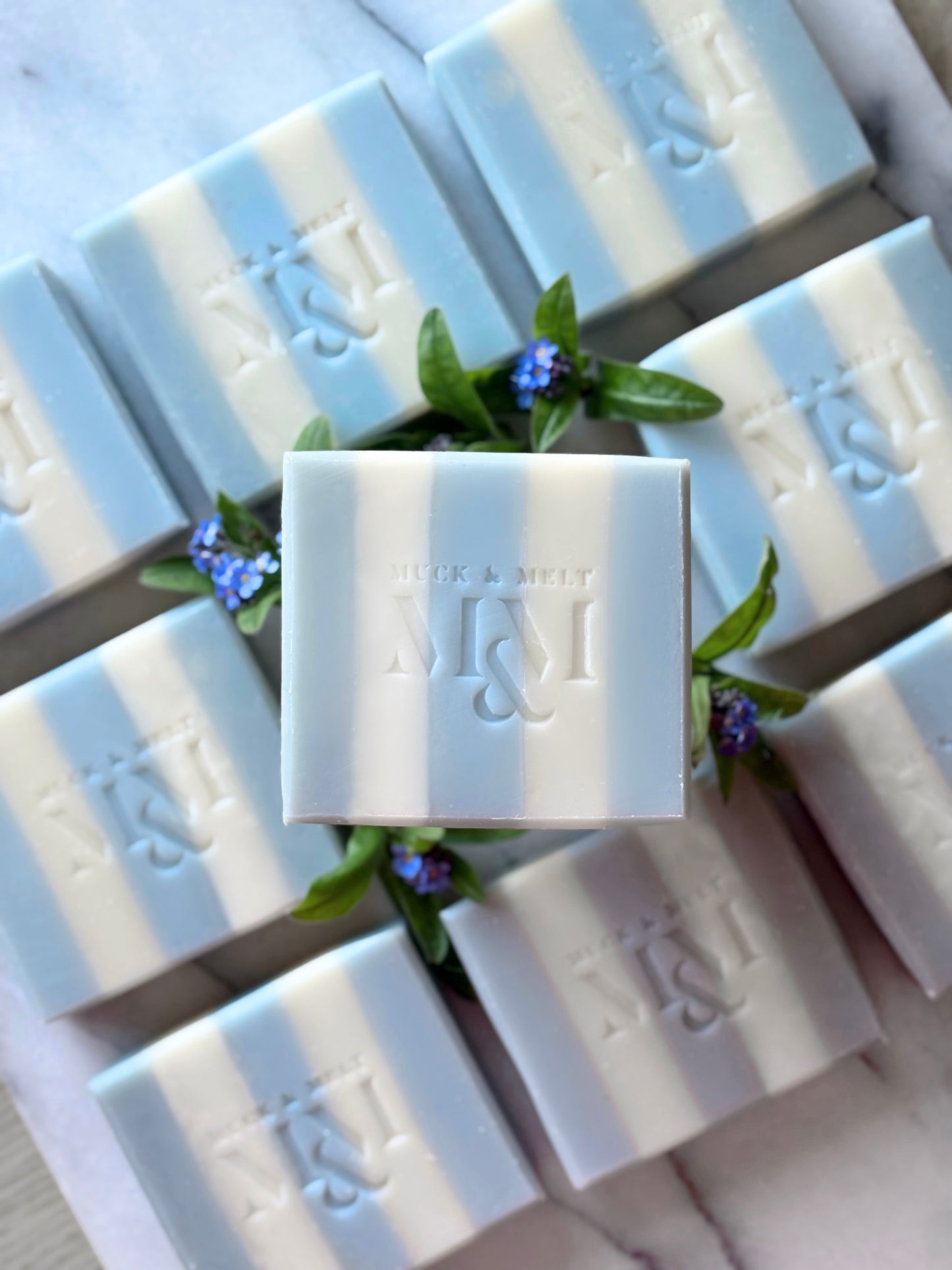 BABY BLUE STRIPES handmade spring soap