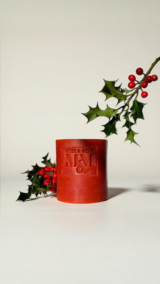 “Vegan festive soap bar – skin-softening with mango butter”