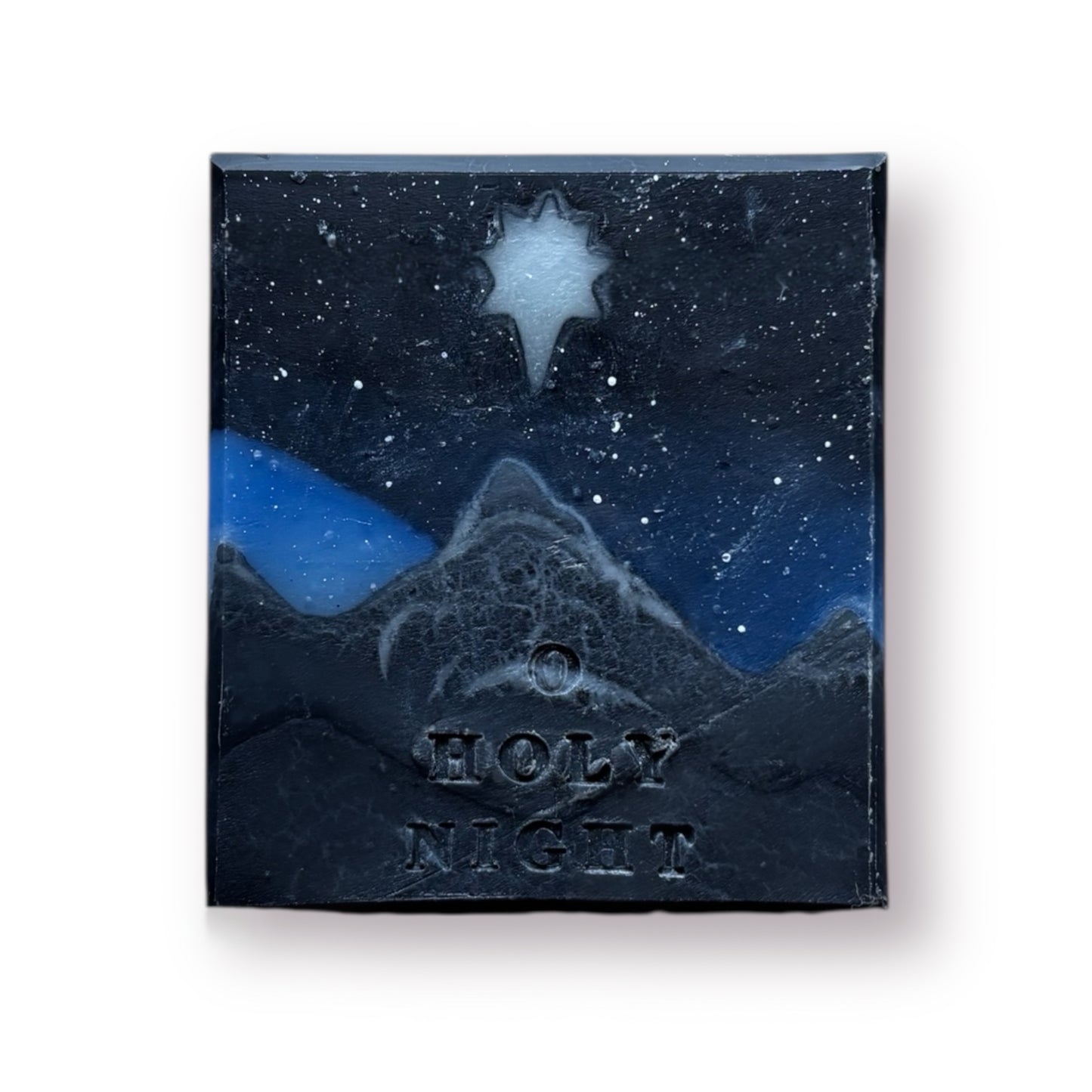 Natural vegan Christmas soap gift with night-sky artwork”