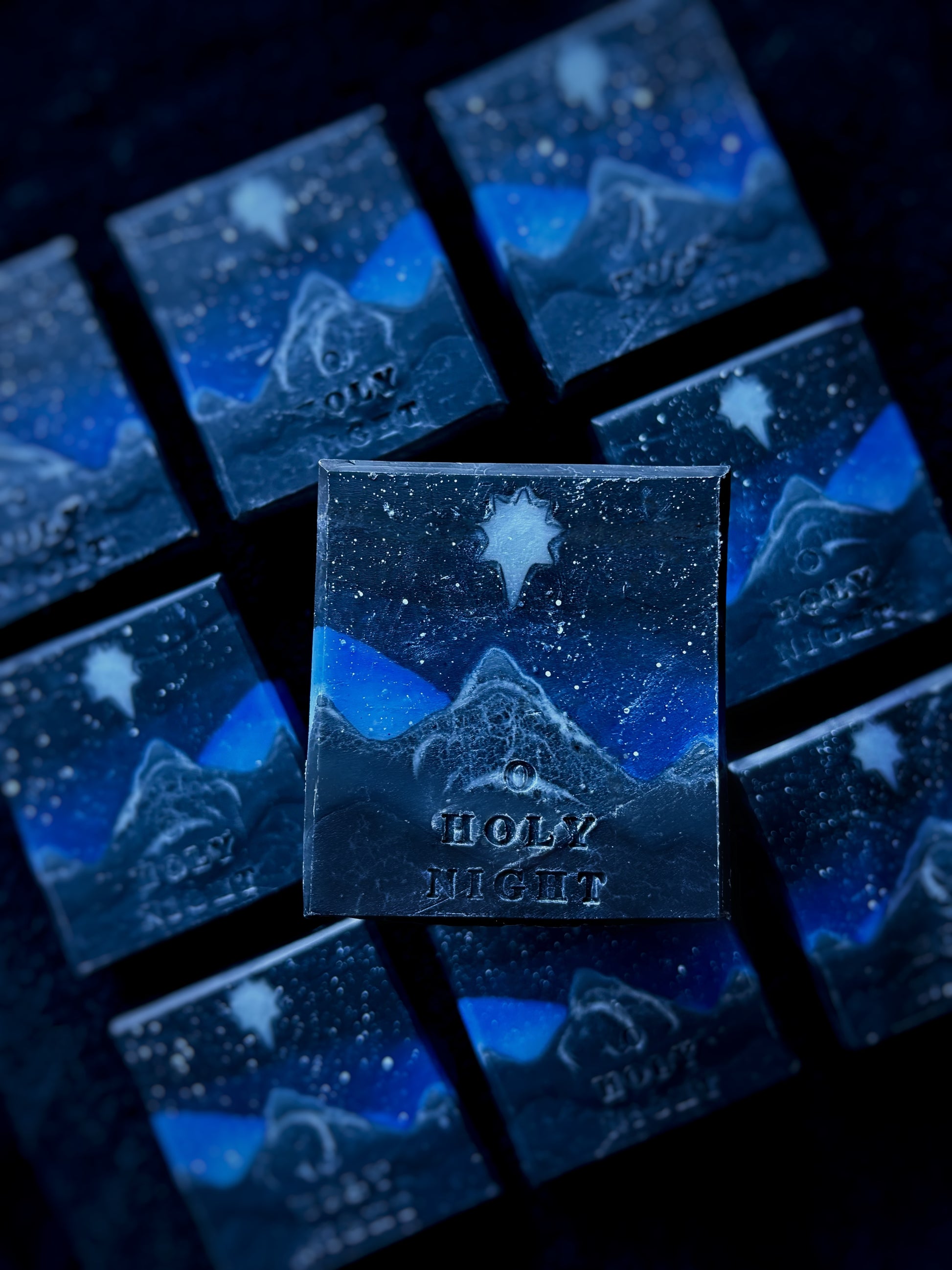 “Artisan Christmas soap that looks like mountains at night”