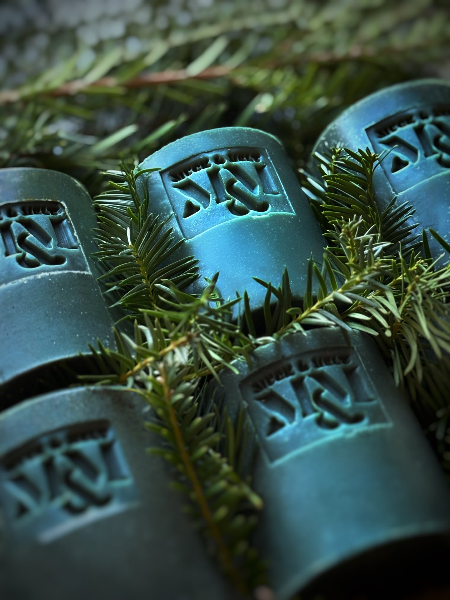“Handmade Christmas soap with fir needle, lime and patchouli scent”