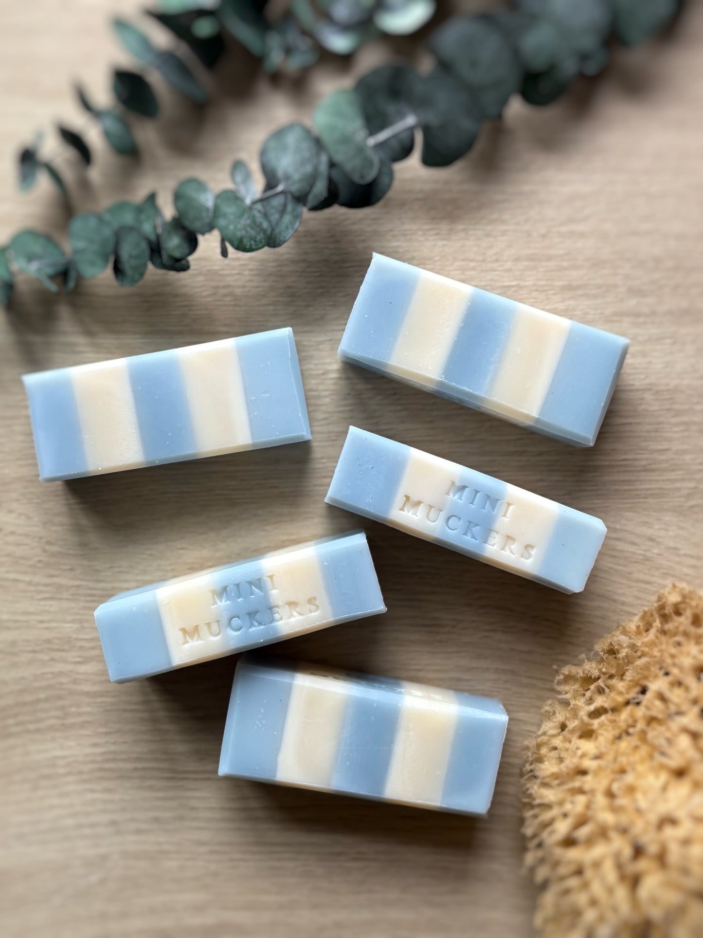 Mini Baby Blue Stripes Soap | Muck and Melt Mini Muckers