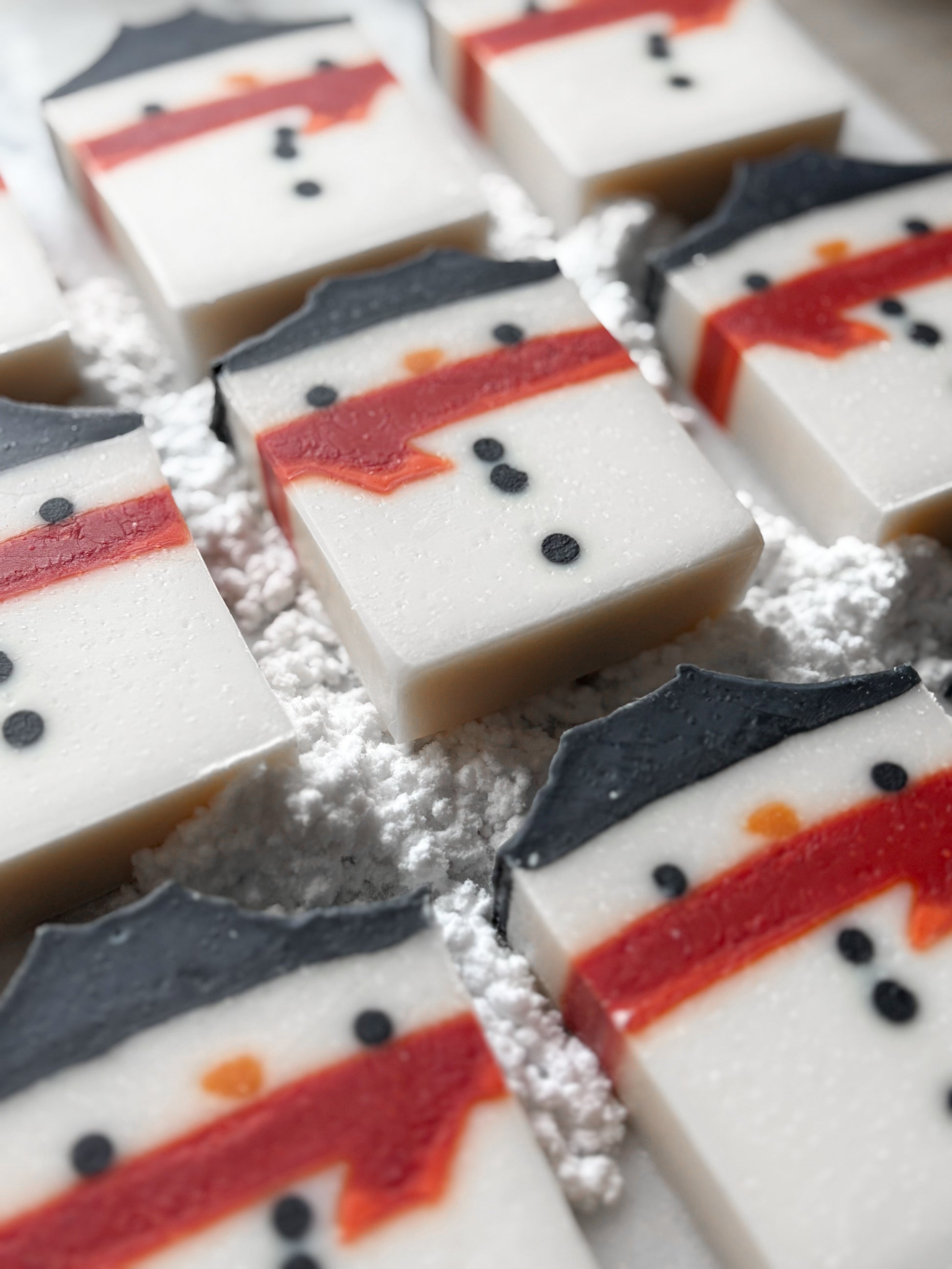 Natural vegan Christmas soap bar shaped like a snowman”