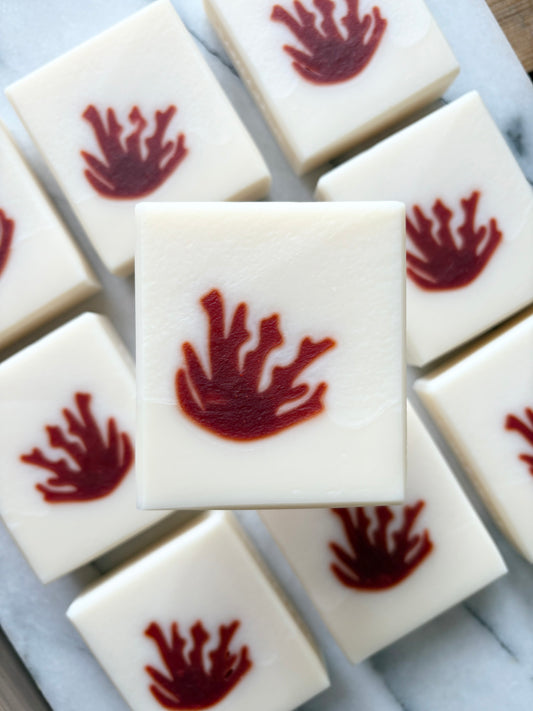natural coral soaps coloured with paprika red soap